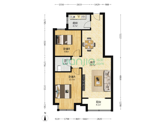 幸福家园 2室1厅1卫 92平方