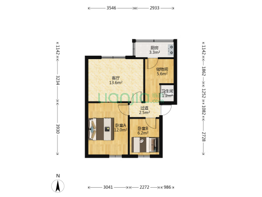 铁路新村7路 2室1厅1卫 56平方