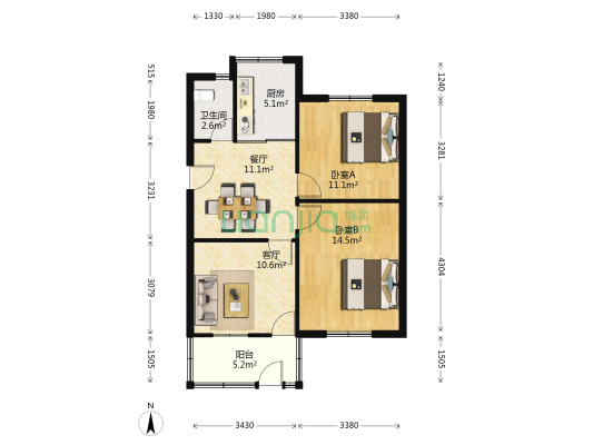 建工新村 2室2厅1卫 71平方