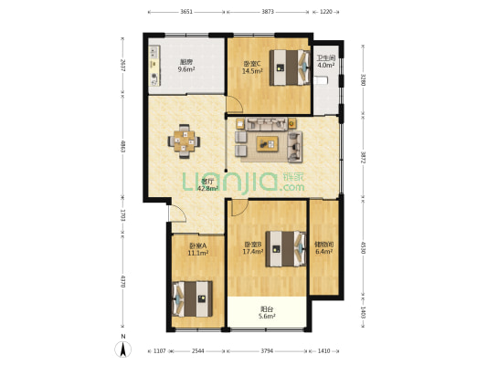 向阳大道西路 3室1厅1卫 135平方
