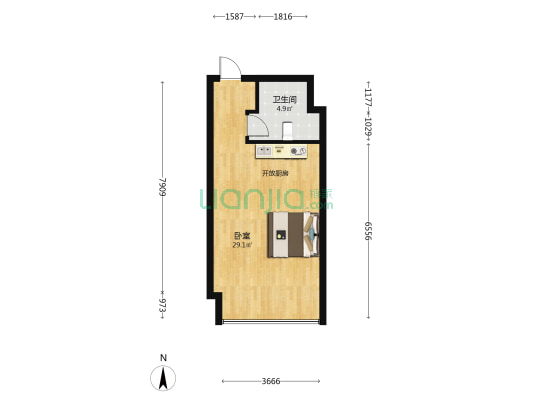 金地时代广场 1室0厅1卫 52平方