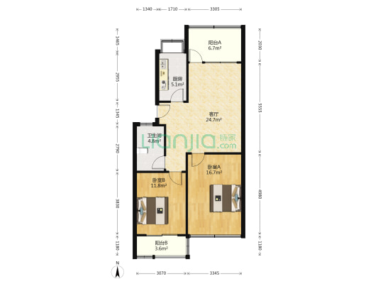 怡博苑 2室1厅1卫 94平方