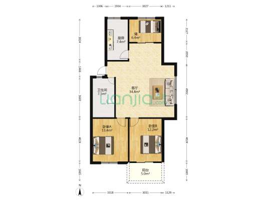 城南锦绣 2室1厅1卫 102平方