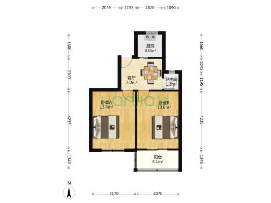 大马弄 2室1厅1卫 53平方