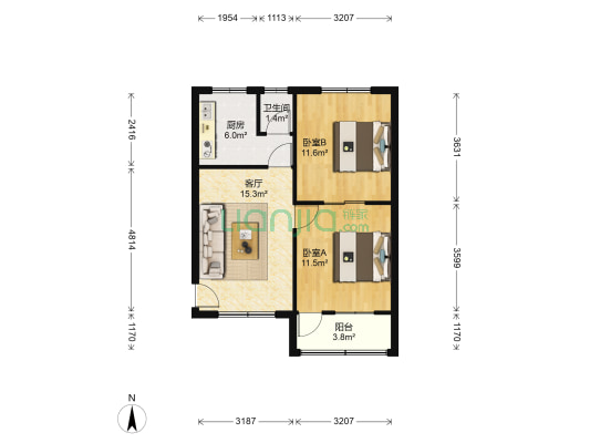 铁西一里 2室1厅1卫 61平方
