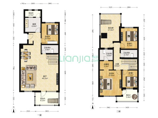 富力丹麦小镇C区 4室1厅3卫 153平方