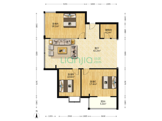惠馨名仕公馆 3室1厅0卫 130平方
