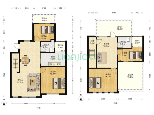 鸿基雅园 4室2厅2卫 147平方