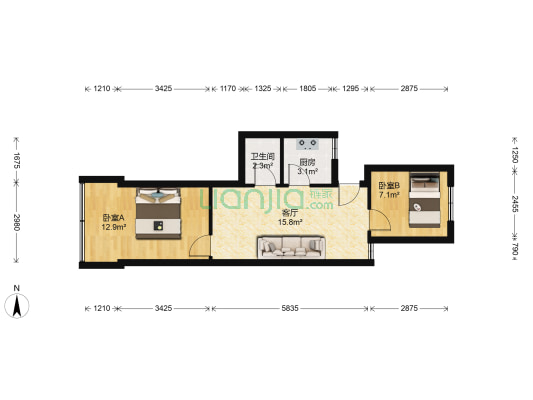 中南新村 2室1厅1卫 51平方
