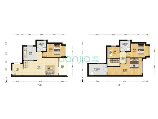星瀚园 4室1厅3卫 98平方