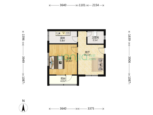 建姜东里 1室1厅1卫 62平方