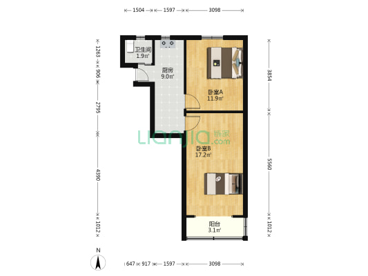 运光路100弄 2室0厅1卫 54平方