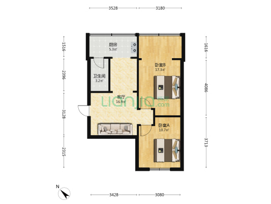 工农院街72号 2室1厅1卫 58平方