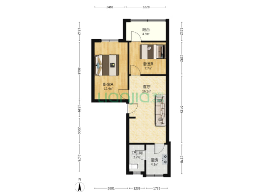 大坪正街49号 2室1厅1卫 56平方