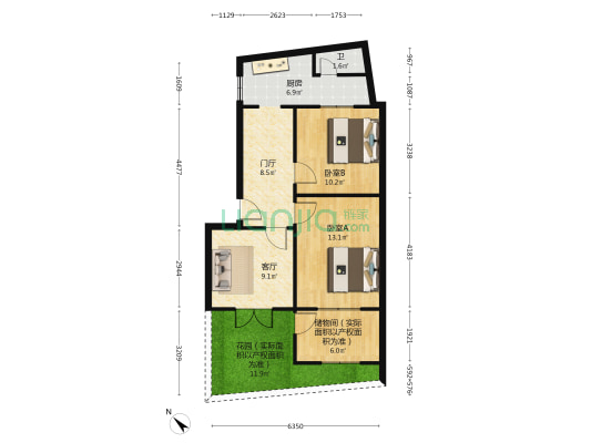 文庙西街7号 2室1厅1卫 55平方