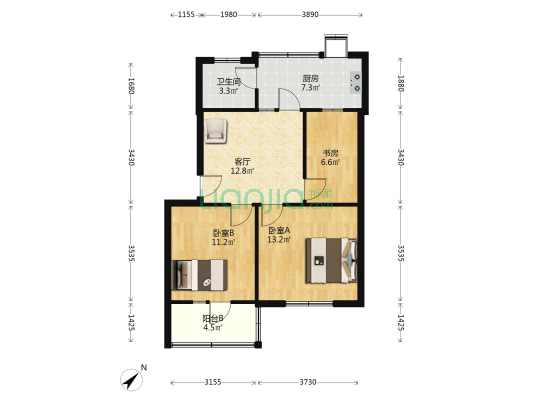 新福路88号 3室1厅1卫 66平方