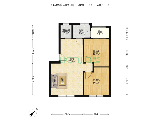 黄金路178号 2室1厅1卫 69平方