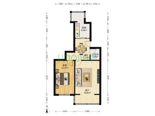 城关区服务公司家属院 1室2厅1卫 34平方