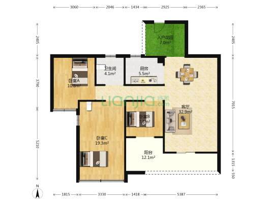 宝安山水龙城 3室1厅1卫 104平方