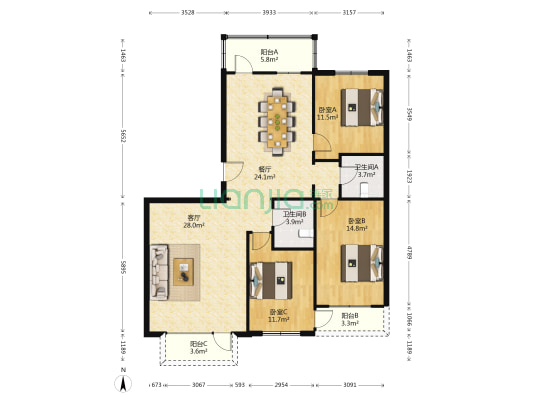澜语 3室2厅2卫 135平方
