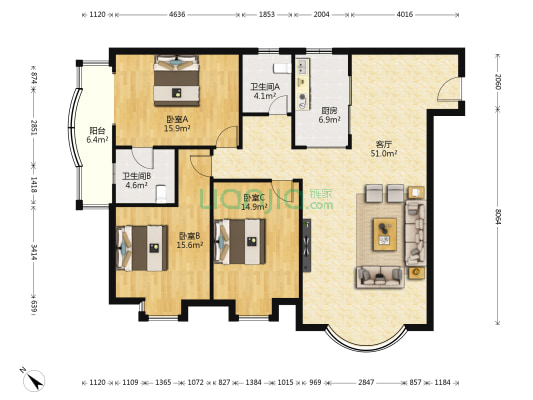 金穗苑(金牛) 3室1厅2卫 143平方