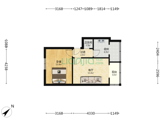 交机村 1室1厅1卫 54平方