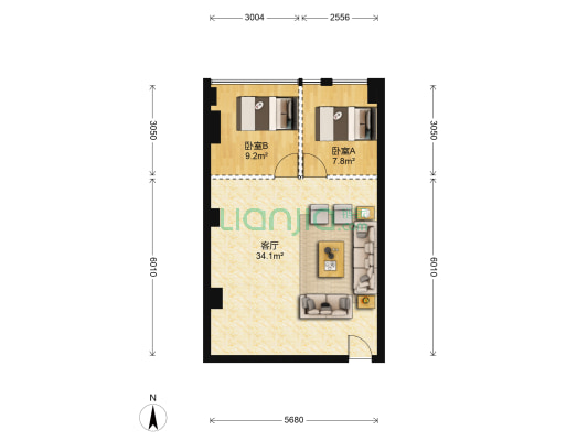 远洋国际中心 2室1厅0卫 71平方