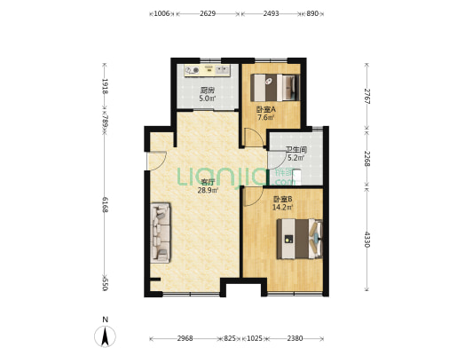 保利时代D4 2室1厅1卫 82平方