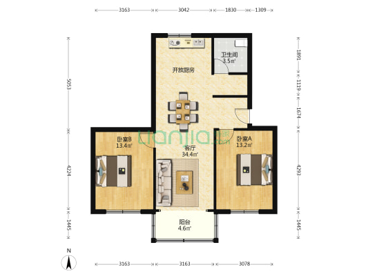 松汇中路603弄 2室1厅1卫 86平方