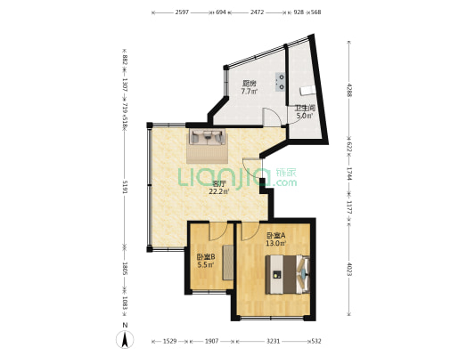 工农街 2室1厅1卫 133平方