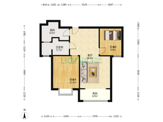 金悦花园 2室1厅1卫 89平方