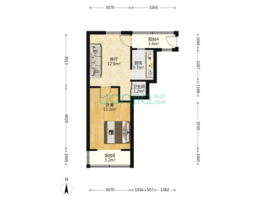 嘉陵桥西村 1室1厅1卫 43平方
