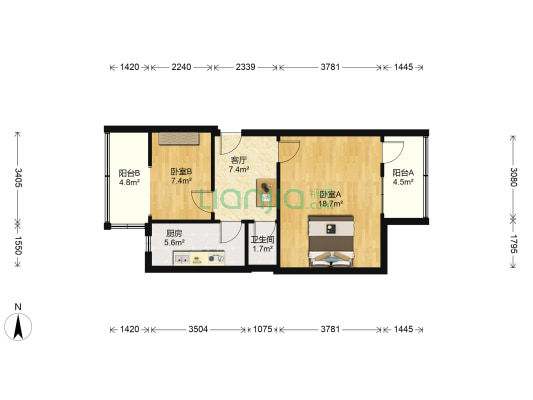王家塘街9号 2室1厅1卫 60平方