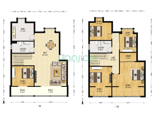 江铃梨园一区南区 5室1厅2卫 205平方