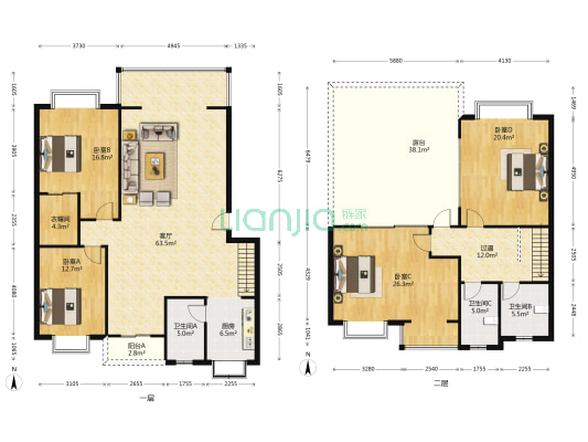 金僖家园 4室1厅3卫 203平方