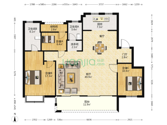 槠溪四季 3室1厅3卫 143平方
