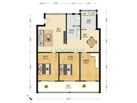 中药材站家属院 2室2厅1卫 122平方