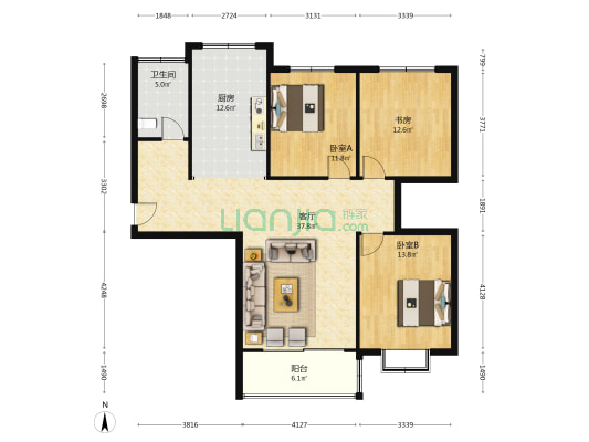 大丰海聚汽配城 3室1厅1卫 126平方