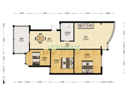 教场中路294号 3室2厅1卫 95平方