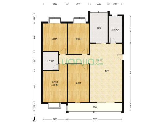 红光花苑 4室1厅2卫 146平方