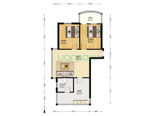 丽景苑 2室1厅1卫 72平方