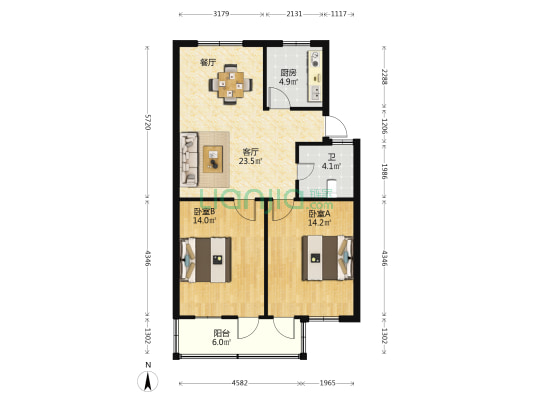 基隆墩 2室1厅1卫 77平方