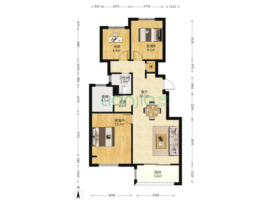 万科有山 3室1厅1卫 95平方