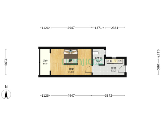 镇宁路404弄 1室0厅1卫 36平方