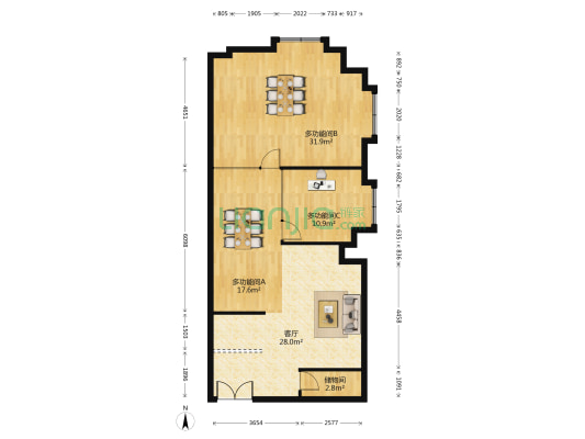 兴业大厦 3室1厅0卫 75平方