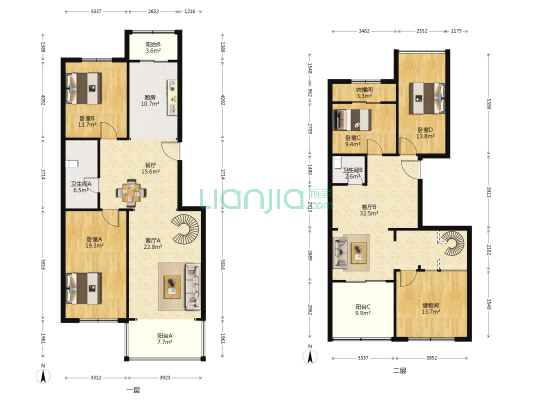 蓬仁园 4室3厅2卫 176平方