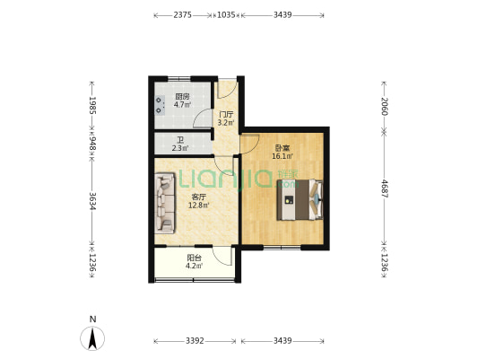 大坪正街小区 1室1厅1卫 51平方