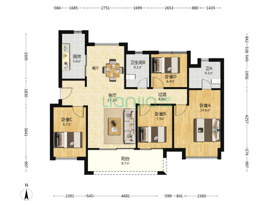 雅居乐·濠头雅苑 4室1厅2卫 115平方