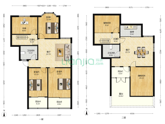 洪欣家园 4室2厅2卫 155平方