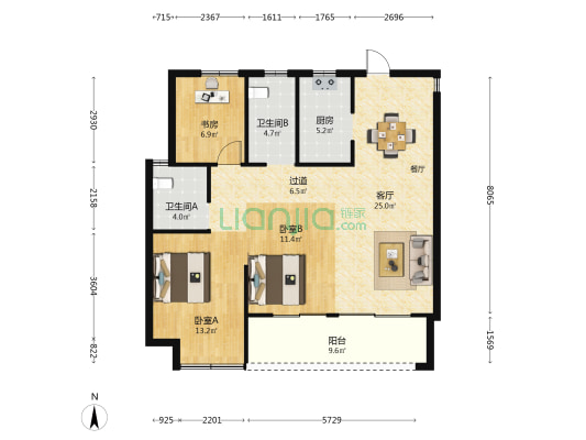 绿城凤麓和鸣府 3室1厅2卫 112平方